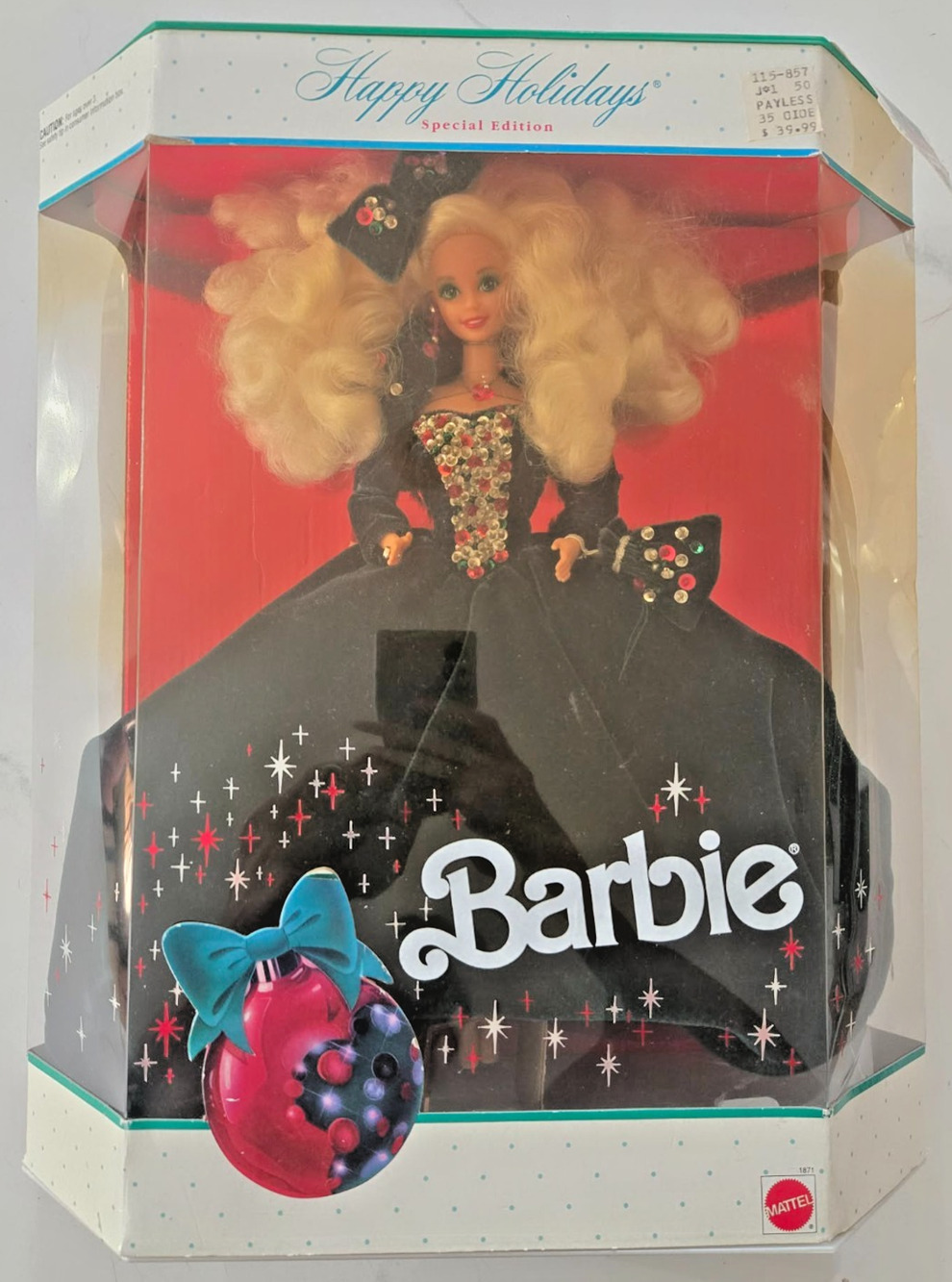 1991 Happy Holidays Barbie Special Edition Green Velvet Gown #1871 Mattel NRFB